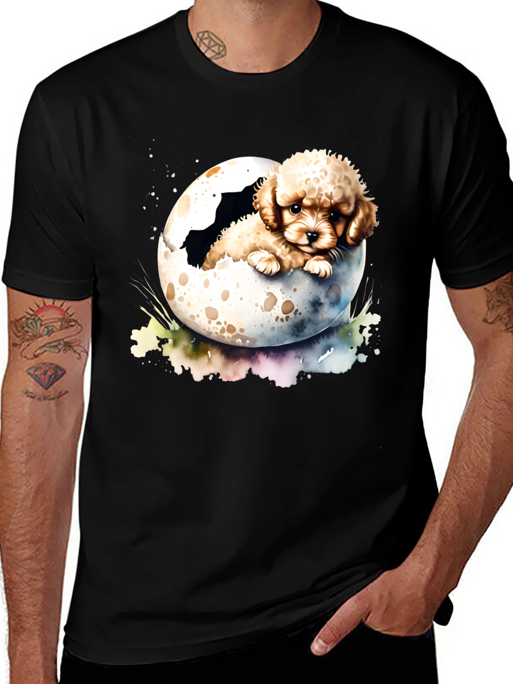 Cute Puppy in Eggshell Mens T-Shirt
