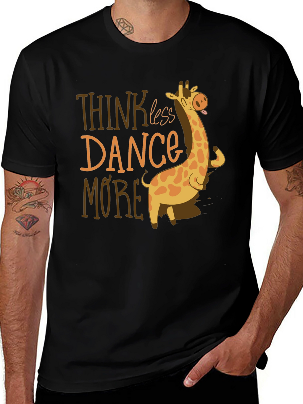 Think Less Dance More Giraffe Graphic Tee