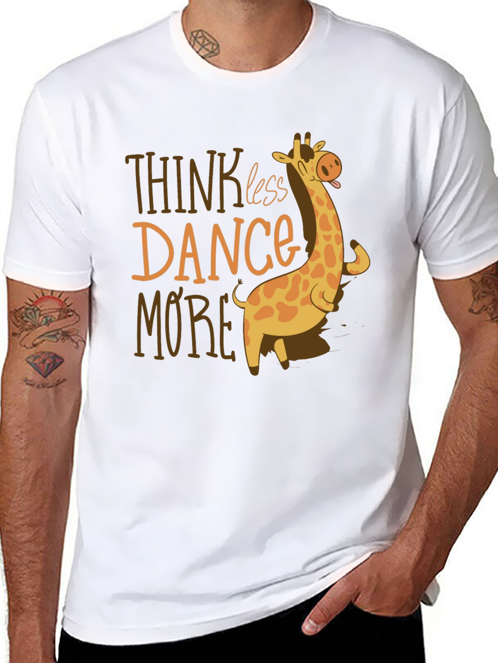 Think Less Dance More Giraffe Graphic Tee
