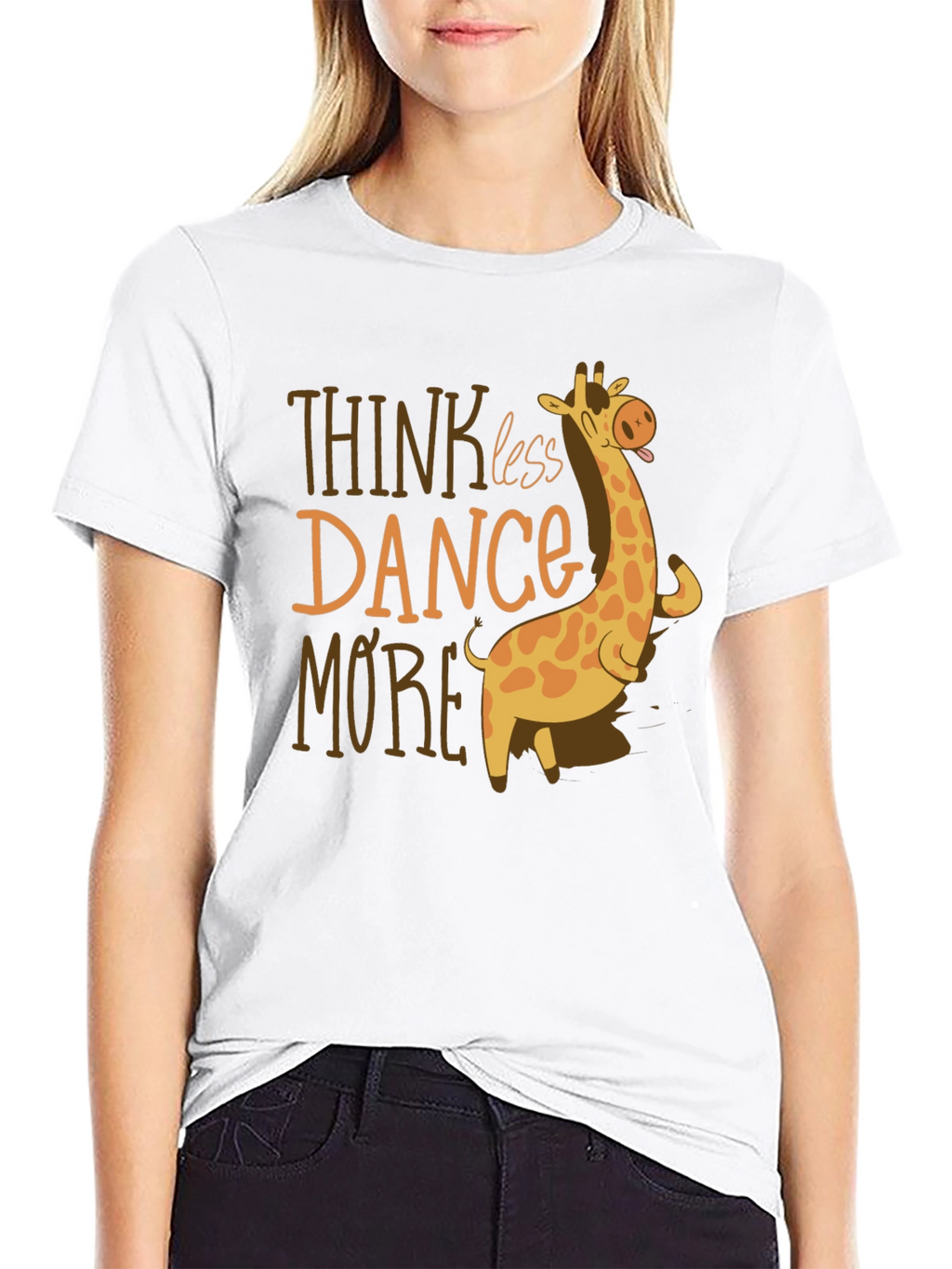Think Less Dance More Giraffe Graphic Tee