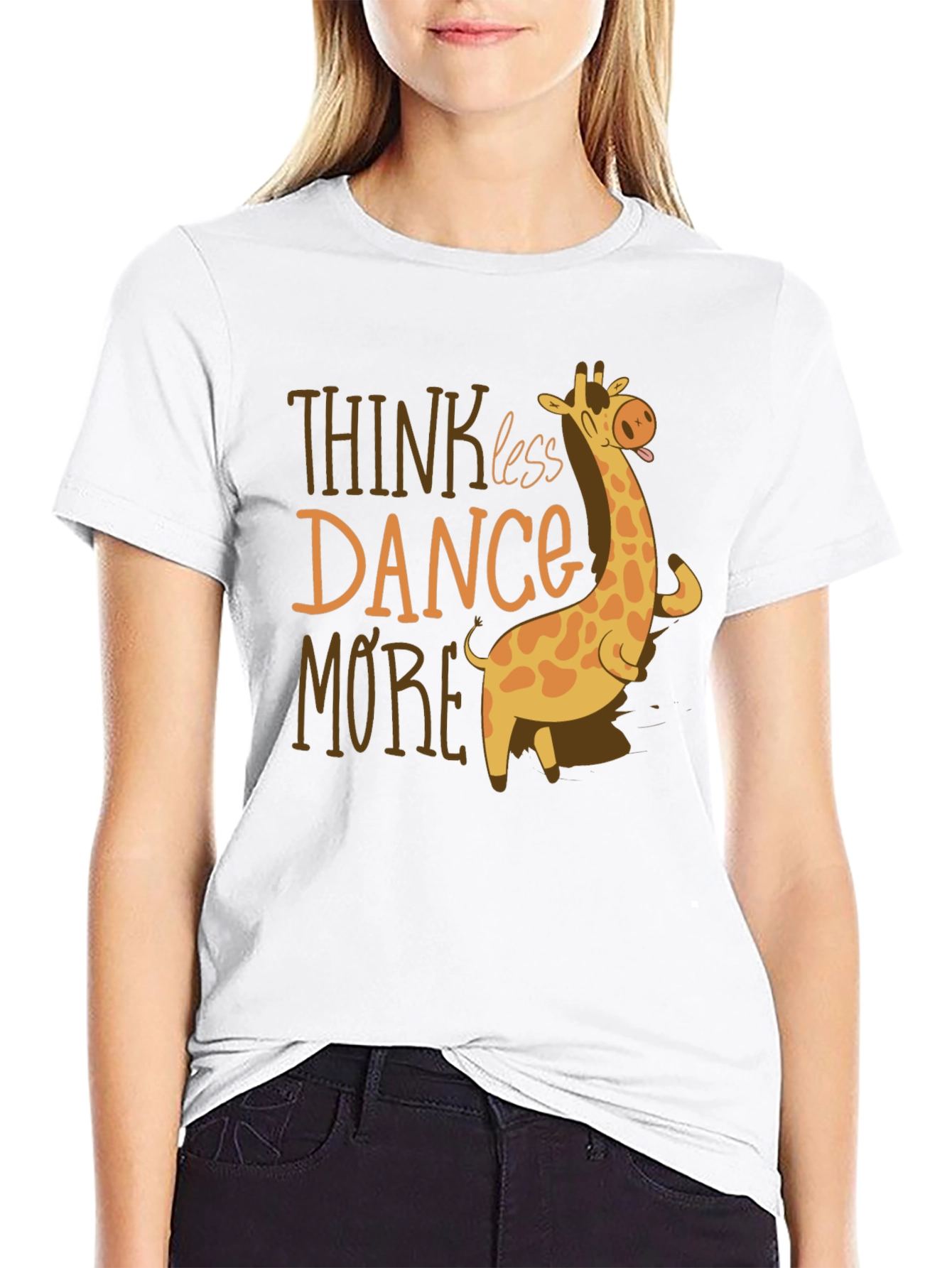 Think Less Dance More Giraffe Graphic Tee
