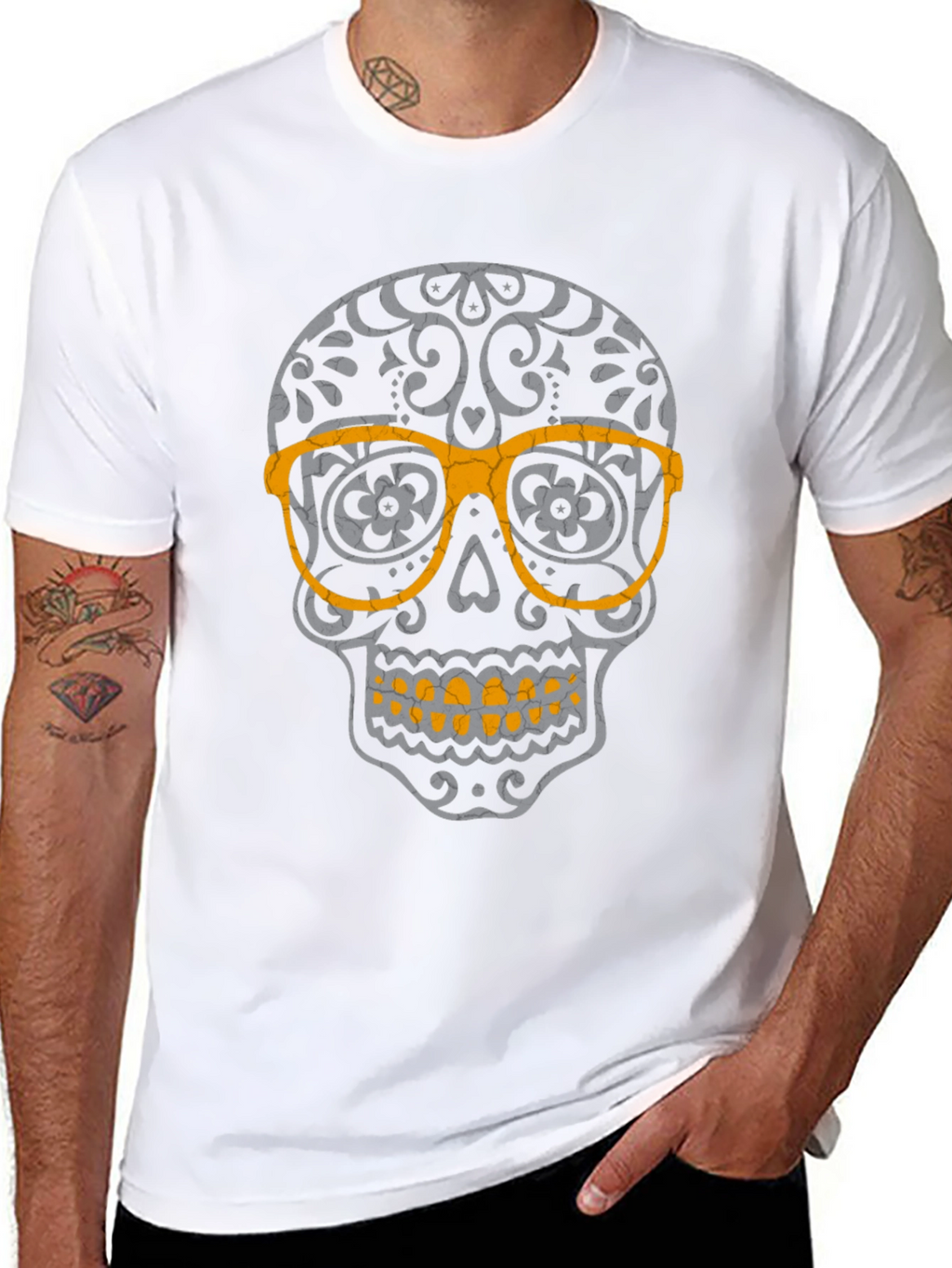 Skull with Glasses Graphic T-Shirt