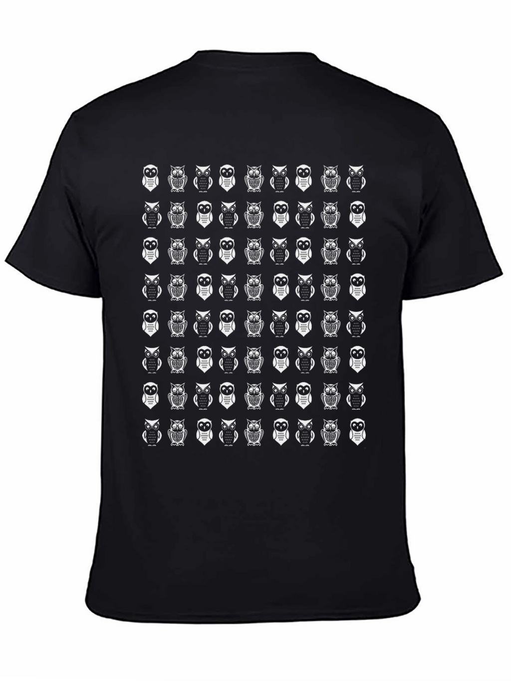 Owl Pattern Black T-Shirt