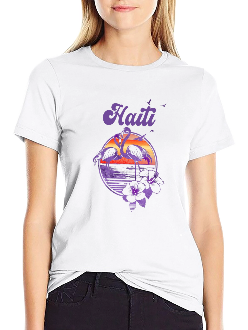 Haiti Flamingo Sunset T-Shirt - Island Vibes