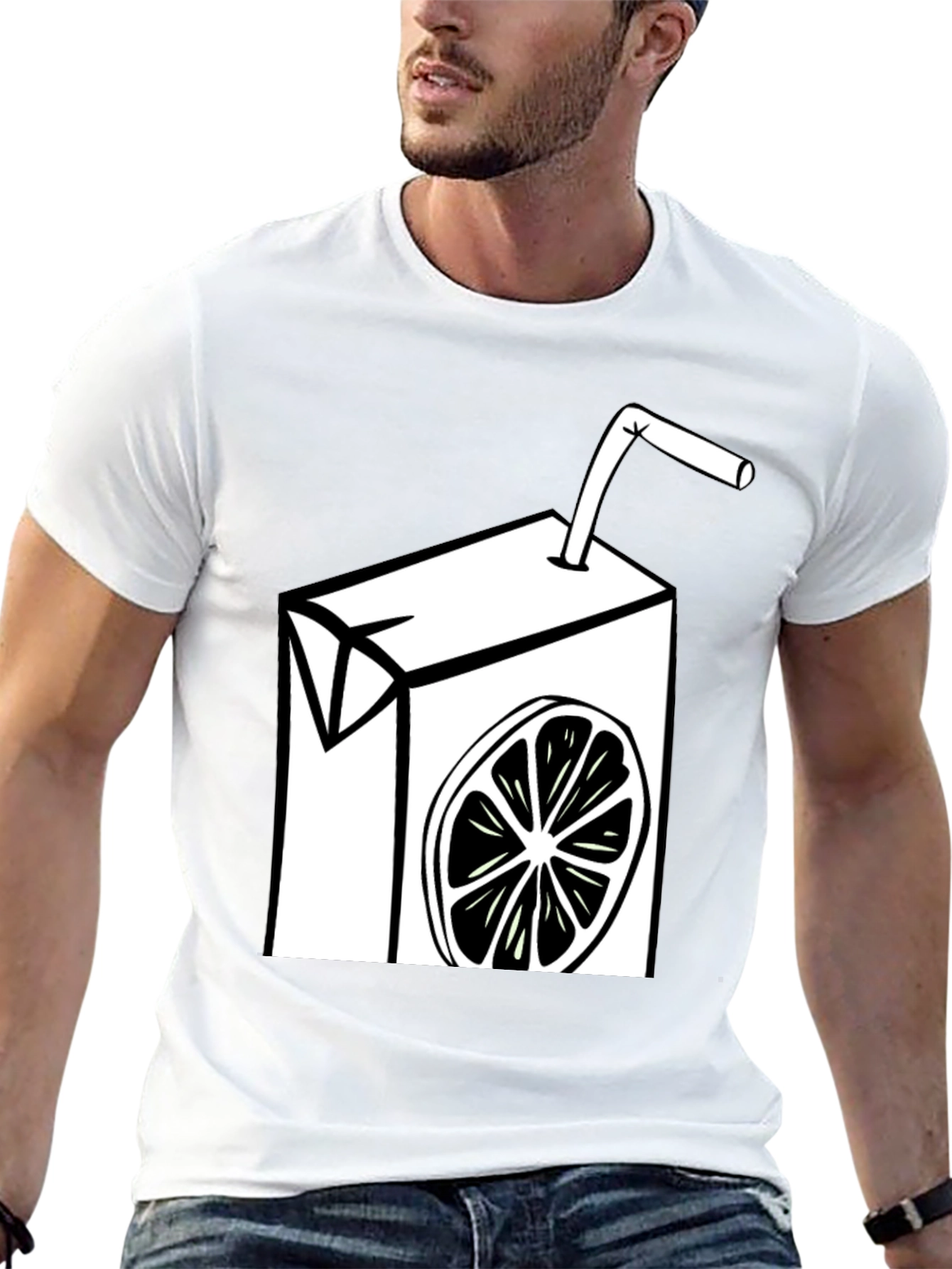 Fun Lemon Juice Box Graphic Tee - Black Cotton T-Shirt