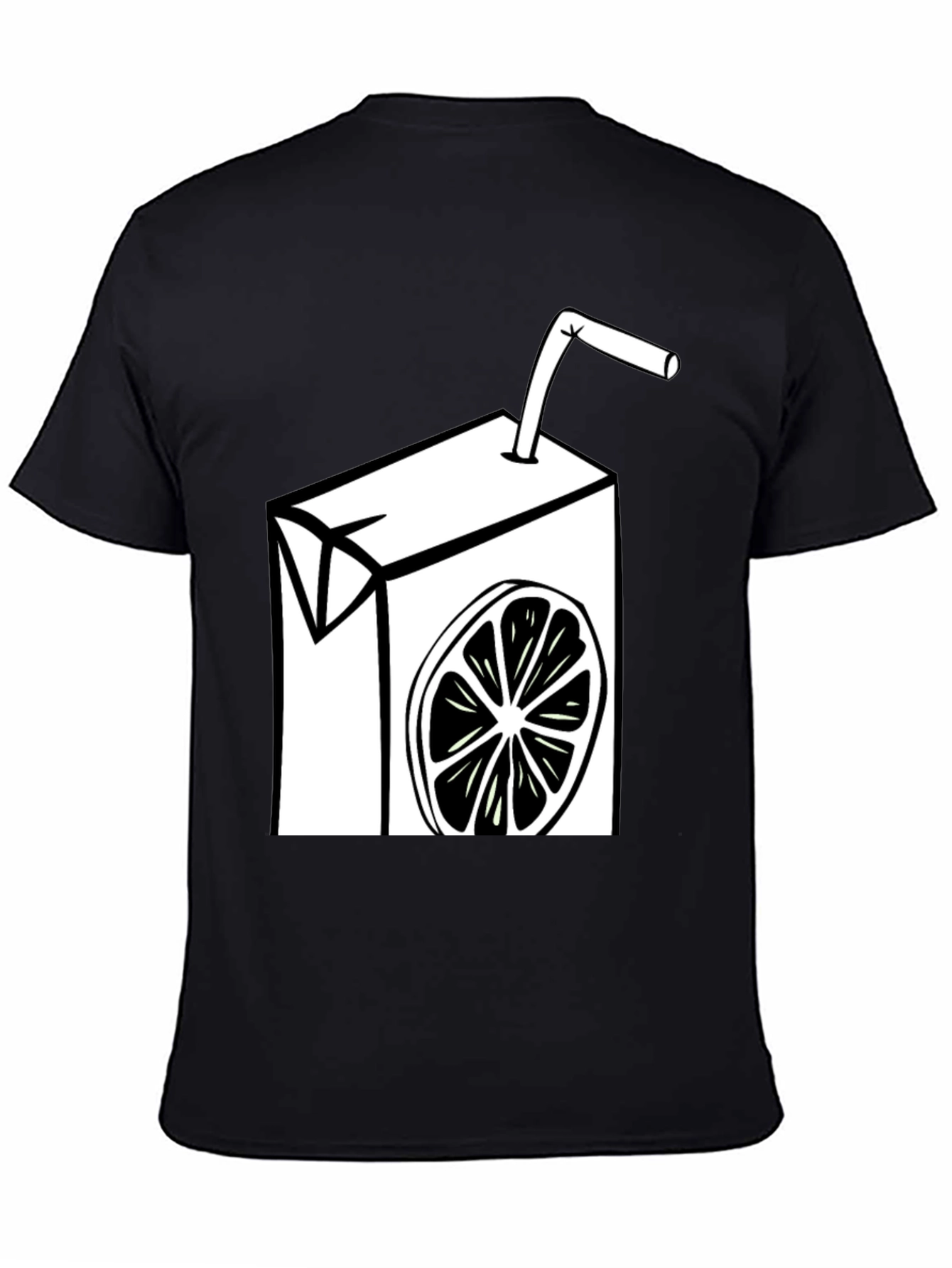 Fun Lemon Juice Box Graphic Tee - Black Cotton T-Shirt