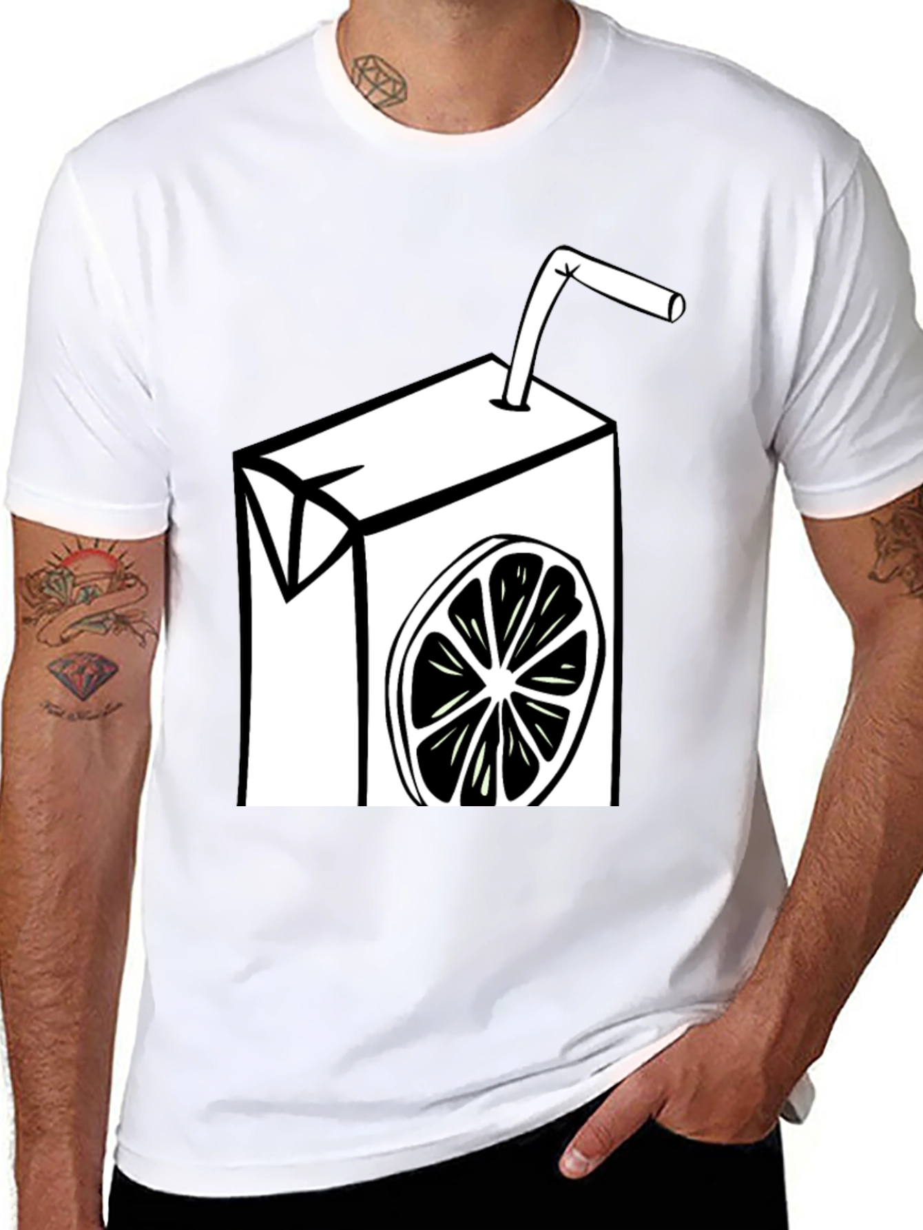 Fun Lemon Juice Box Graphic Tee - Black Cotton T-Shirt