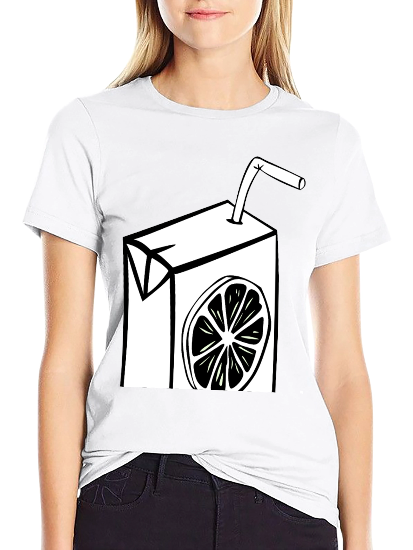 Fun Lemon Juice Box Graphic Tee - Black Cotton T-Shirt