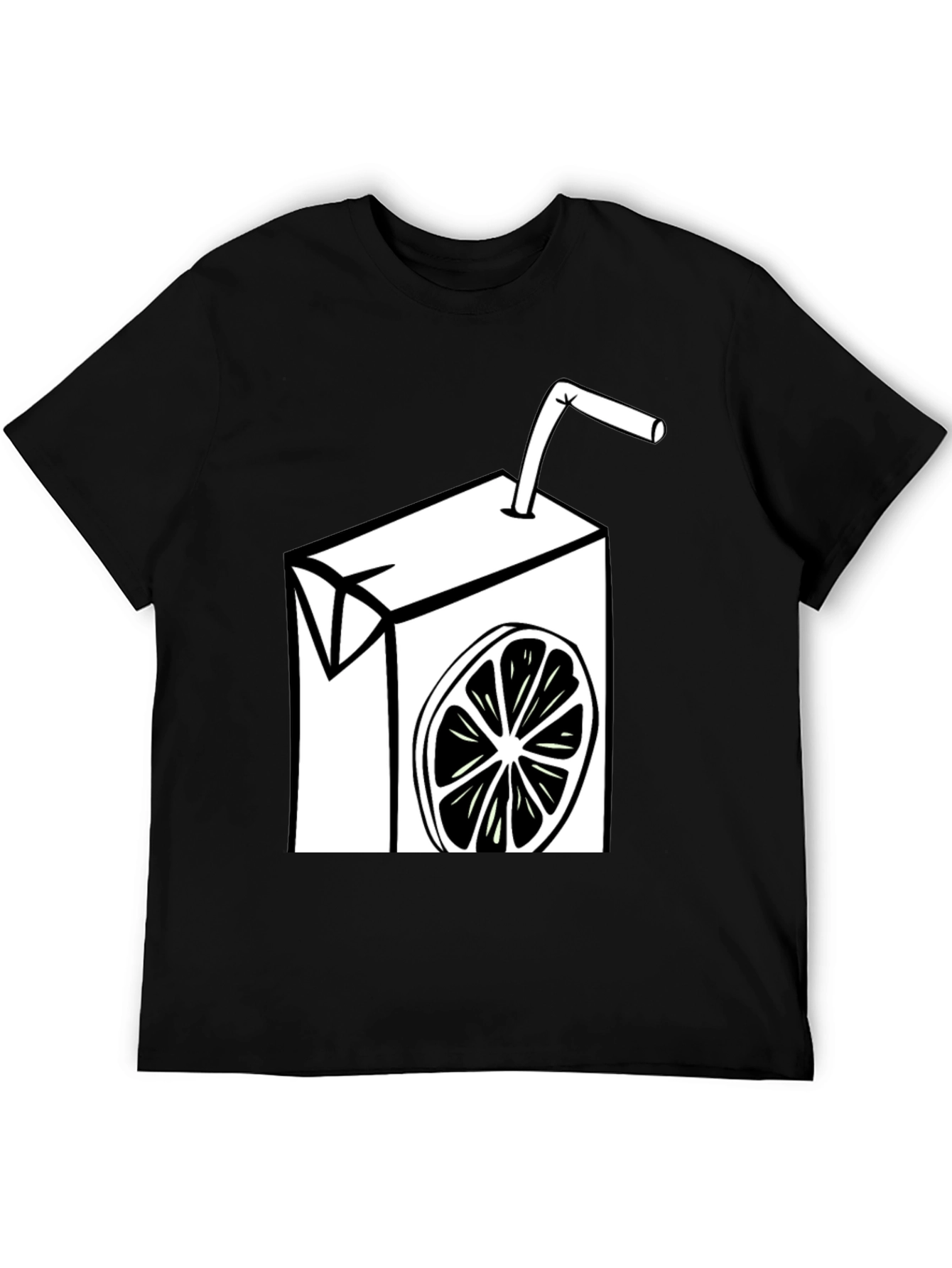 Fun Lemon Juice Box Graphic Tee - Black Cotton T-Shirt
