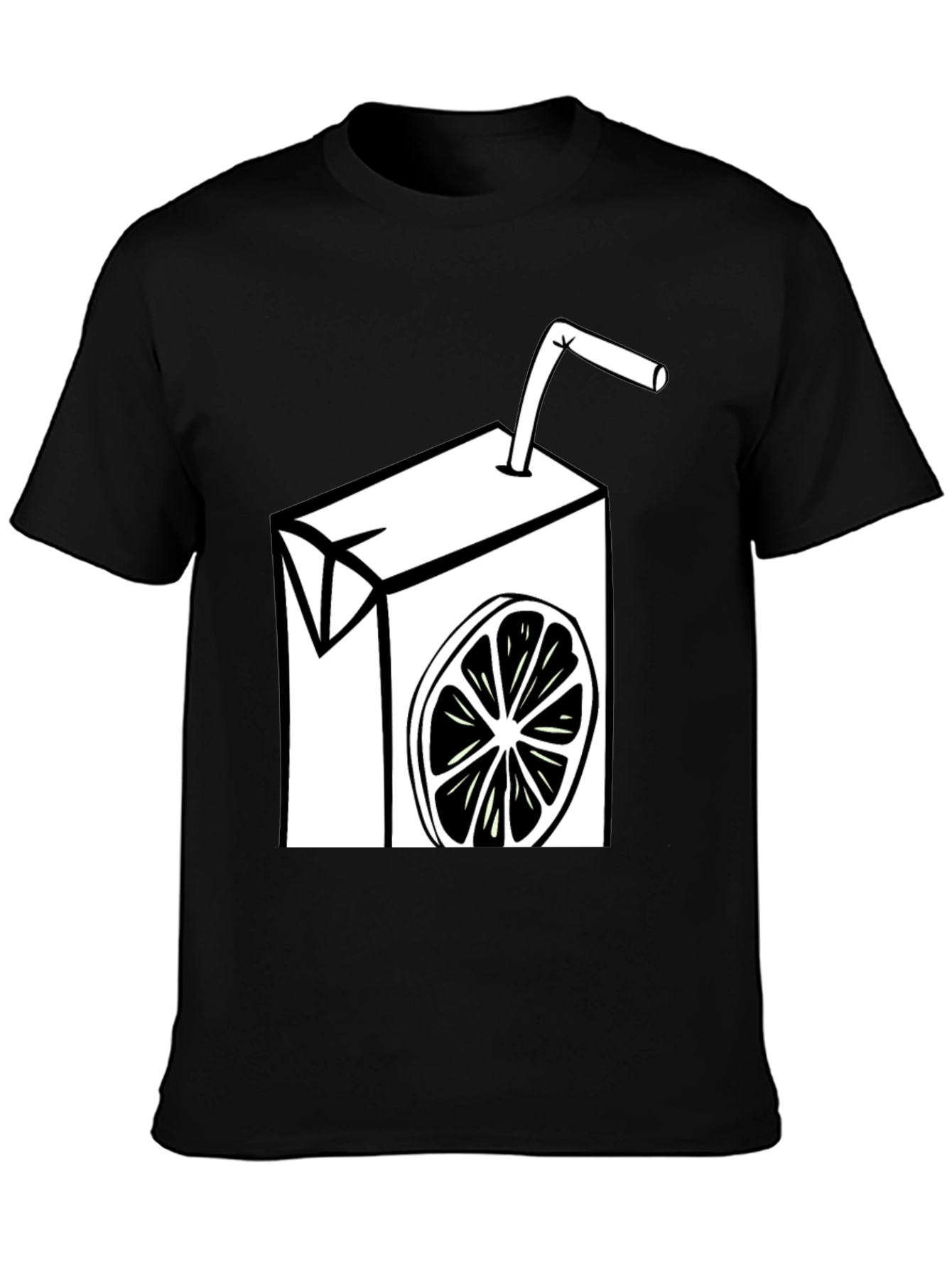 Fun Lemon Juice Box Graphic Tee - Black Cotton T-Shirt