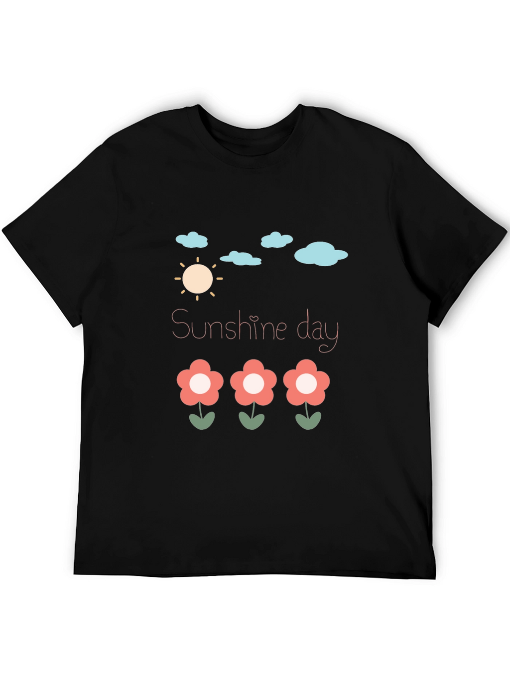 Sunshine Day Graphic Tee - Black Cotton T-Shirt