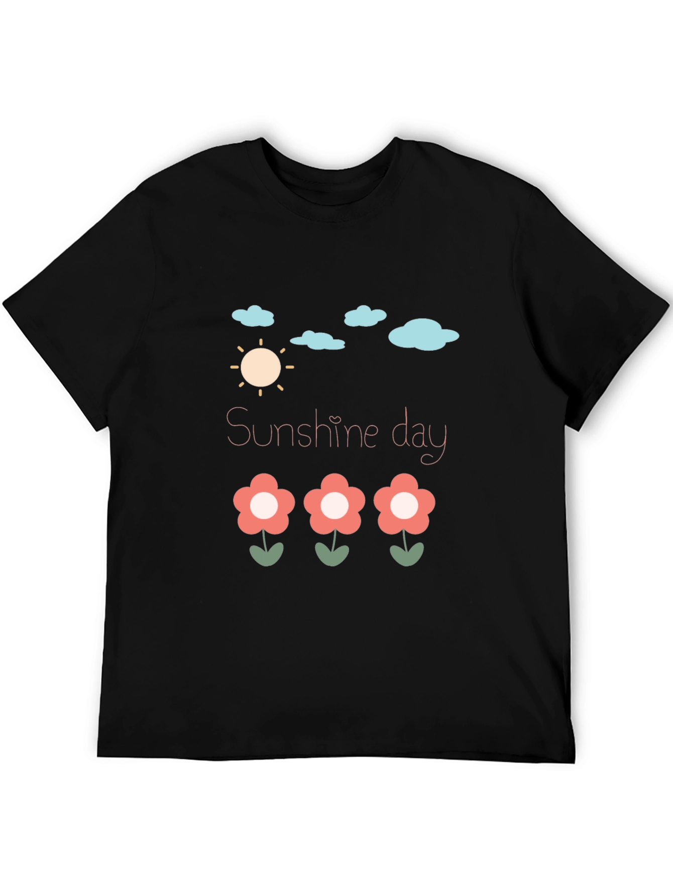 Sunshine Day Graphic Tee - Black Cotton T-Shirt
