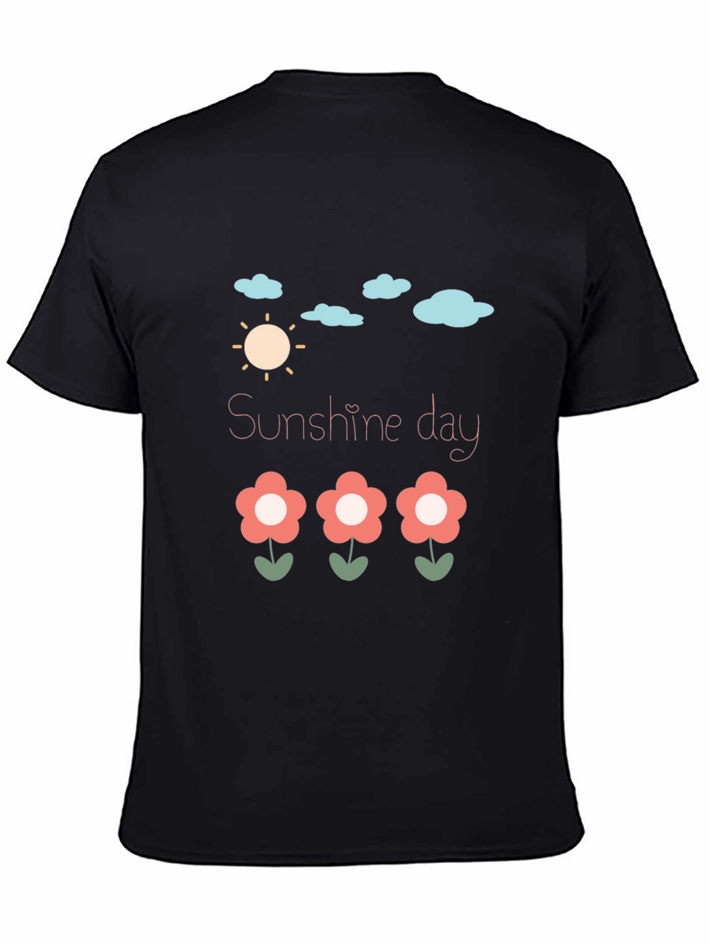 Sunshine Day Graphic Tee - Black Cotton T-Shirt