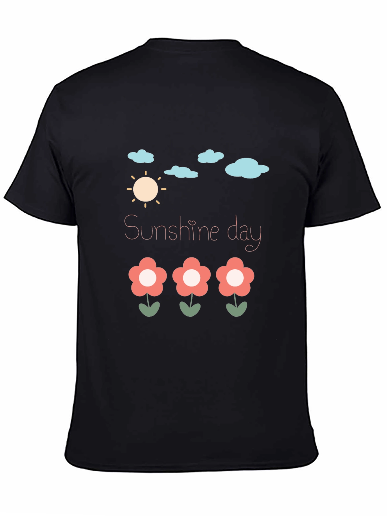Sunshine Day Graphic Tee - Black Cotton T-Shirt