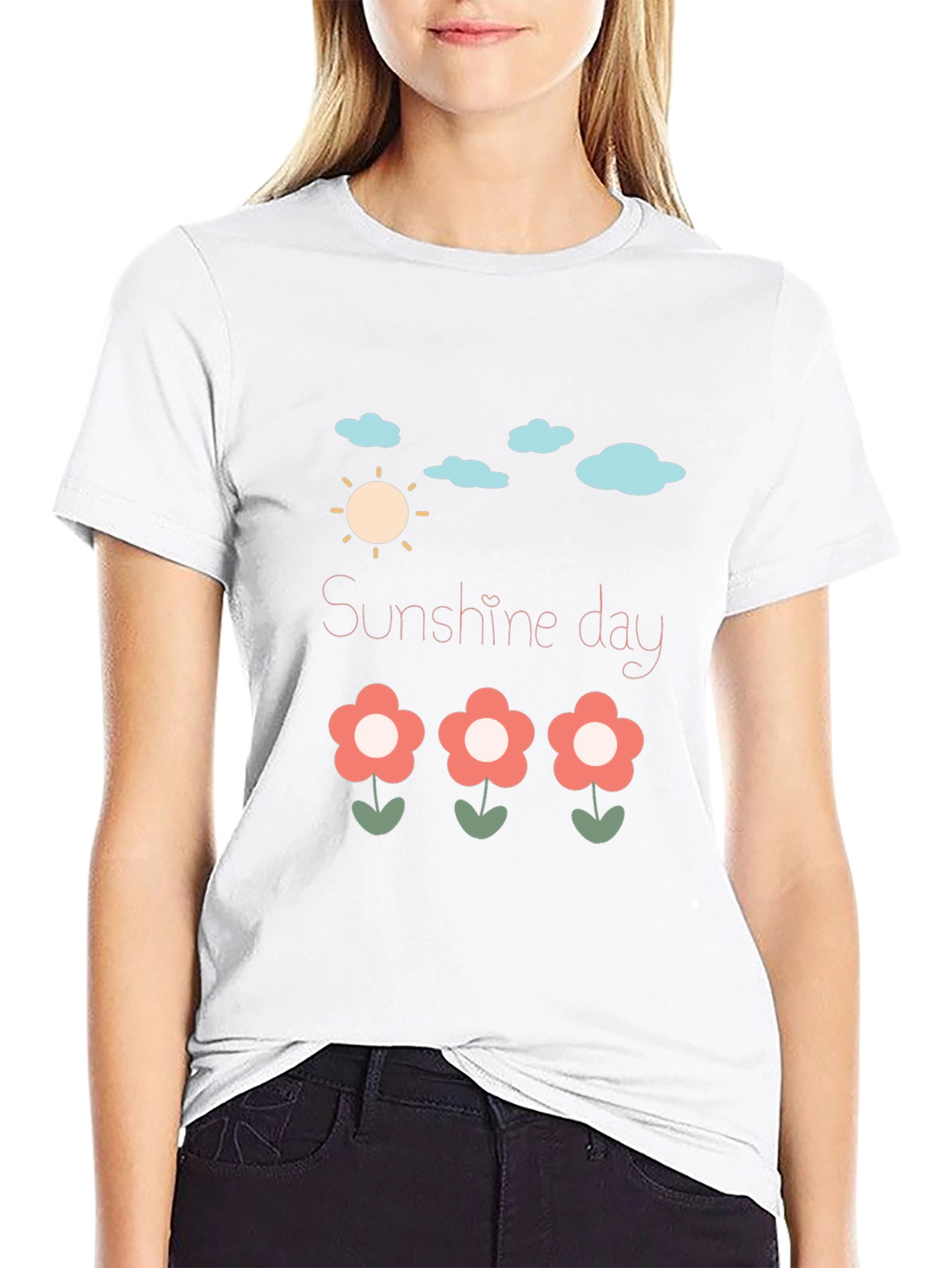Sunshine Day Graphic Tee - Black Cotton T-Shirt