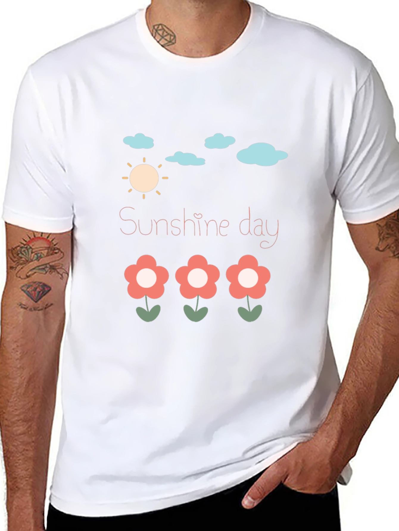 Sunshine Day Graphic Tee - Black Cotton T-Shirt