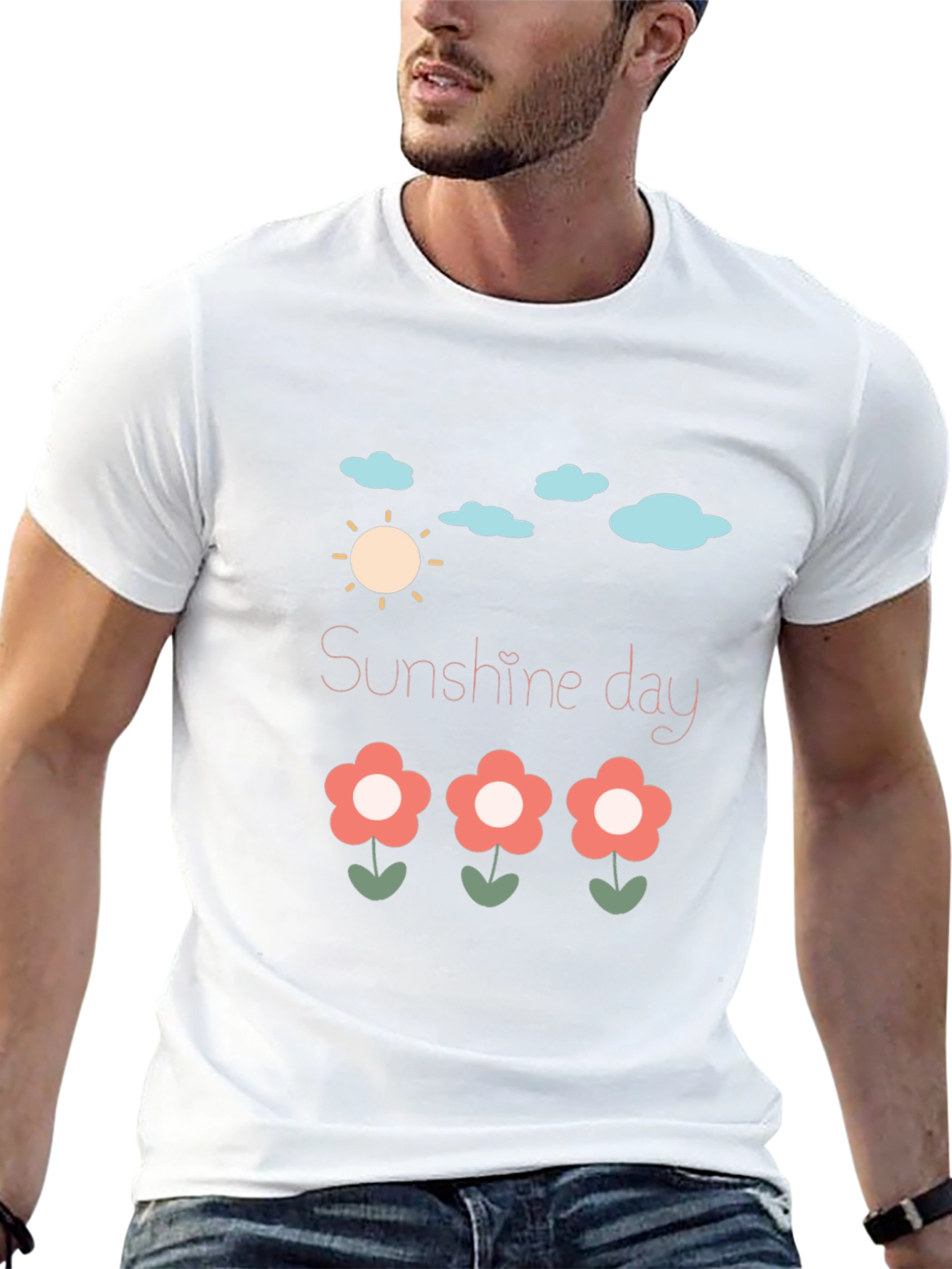 Sunshine Day Graphic Tee - Black Cotton T-Shirt