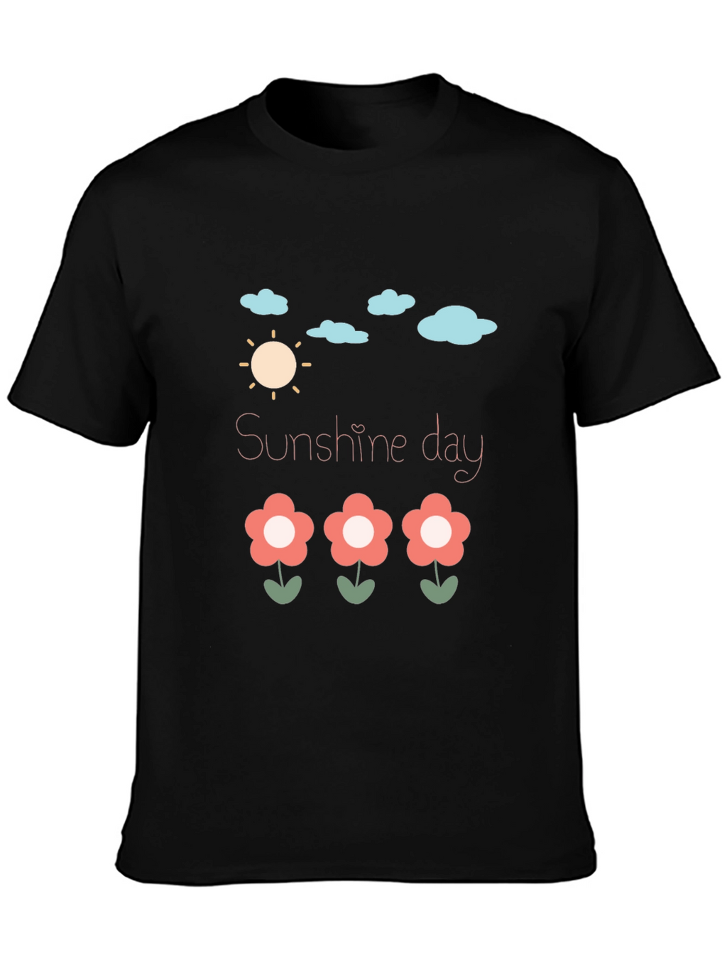 Sunshine Day Graphic Tee - Black Cotton T-Shirt