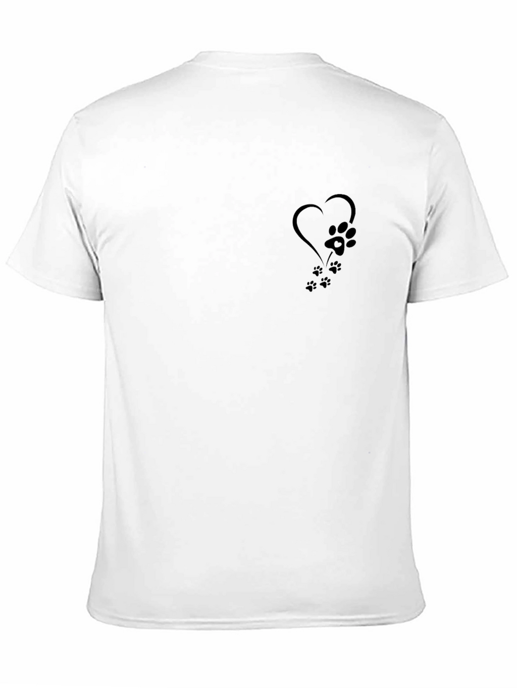 Mens Black T-Shirt with Paw Print Heart Design