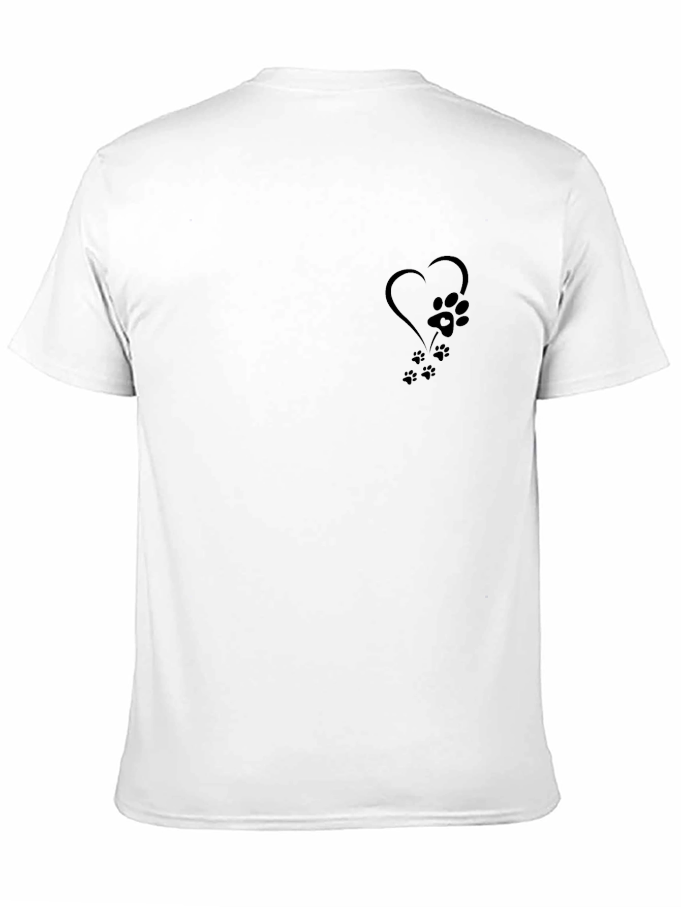 Mens Black T-Shirt with Paw Print Heart Design