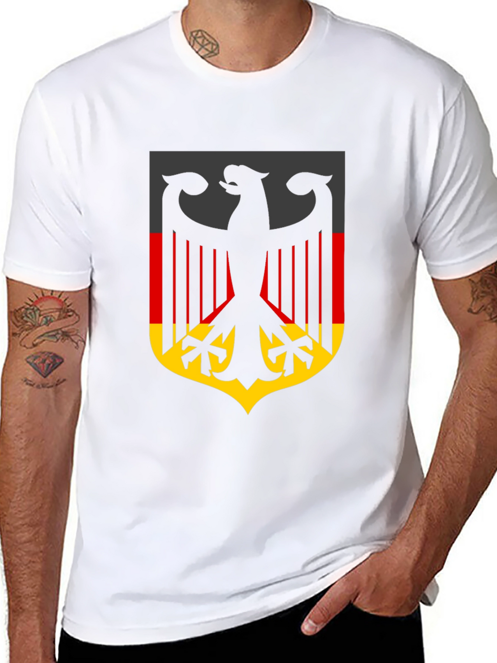 German Flag Eagle Crest Black T-Shirt