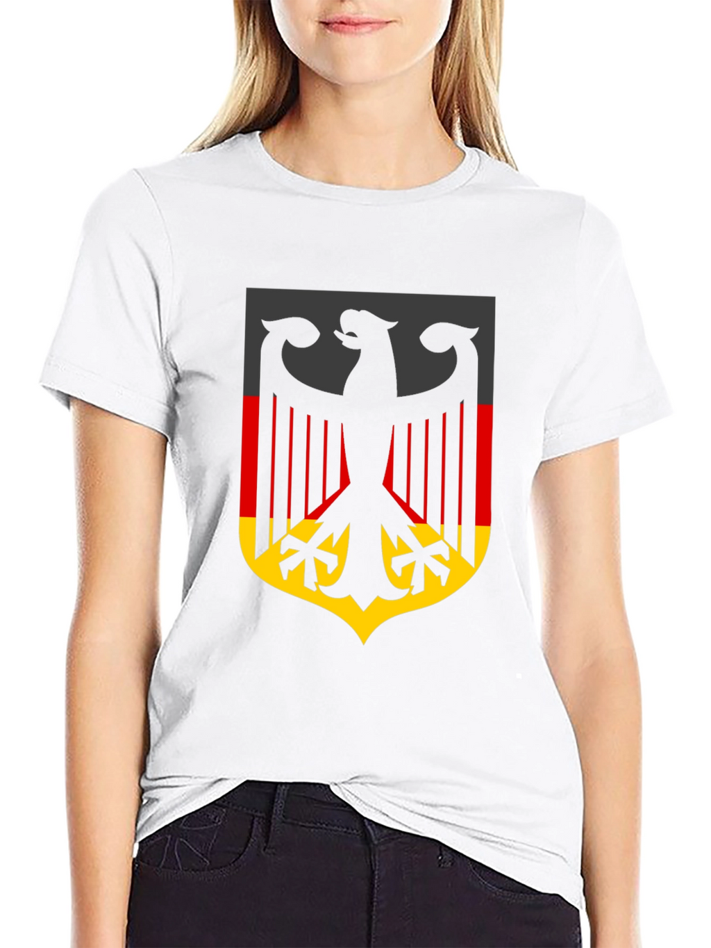 German Flag Eagle Crest Black T-Shirt