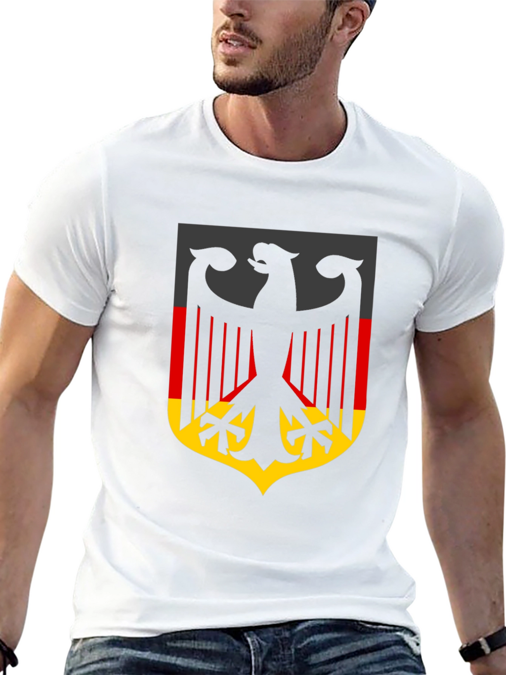German Flag Eagle Crest Black T-Shirt