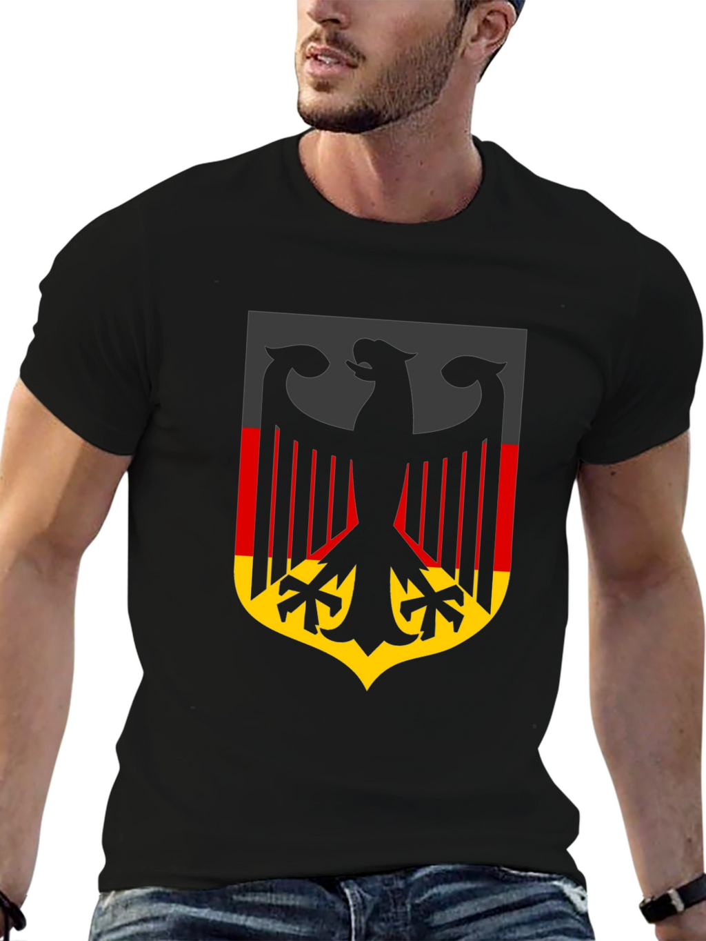 German Flag Eagle Crest Black T-Shirt