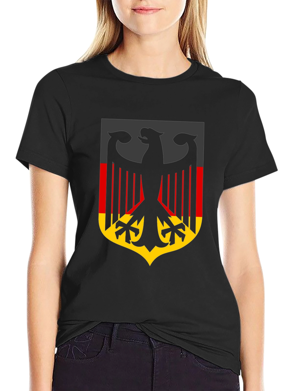 German Flag Eagle Crest Black T-Shirt
