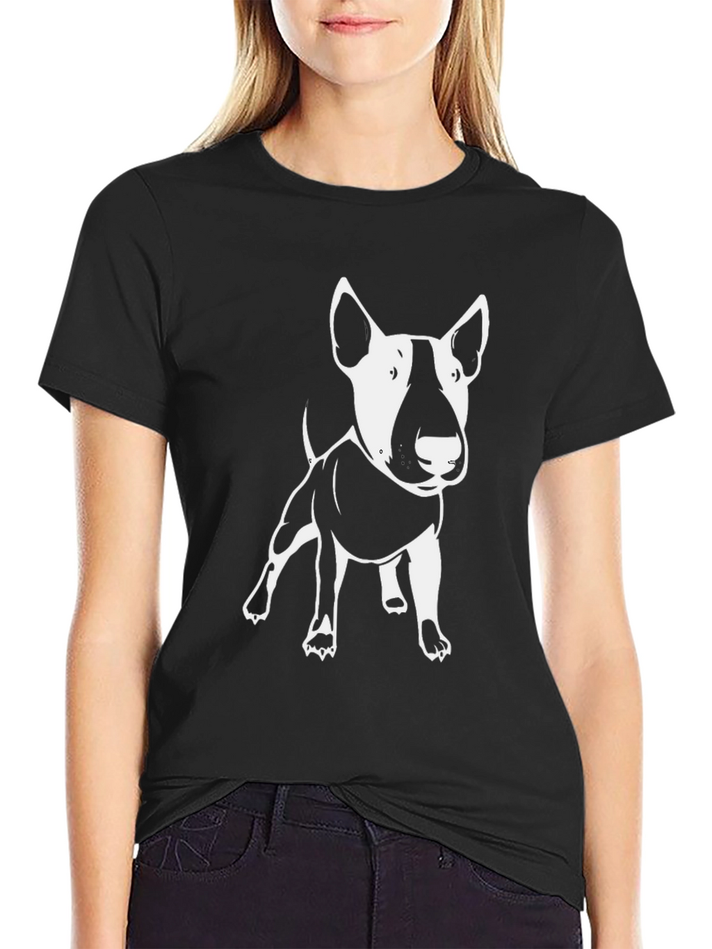Bull Terrier Graphic Tee - Black Cotton T-Shirt