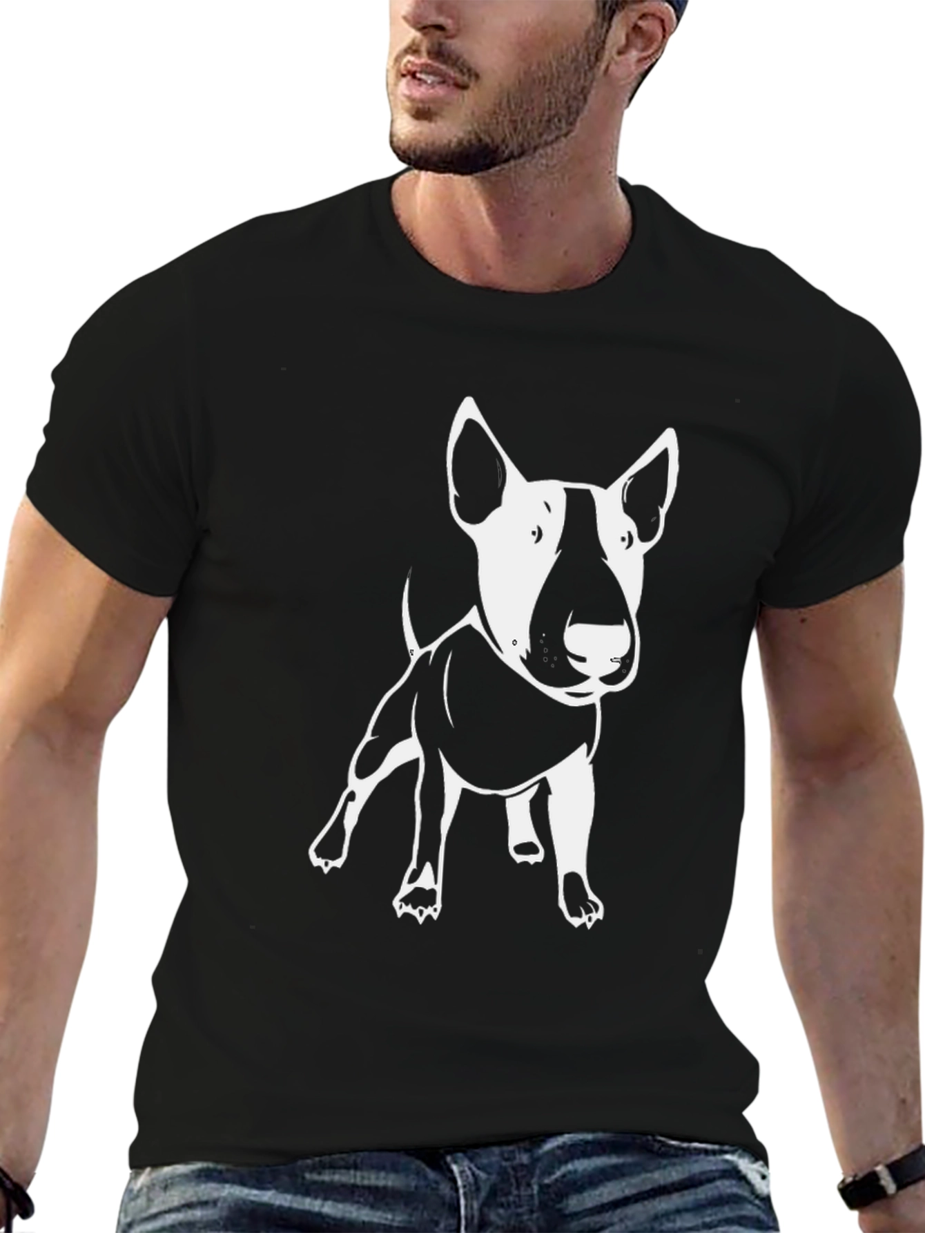 Bull Terrier Graphic Tee - Black Cotton T-Shirt