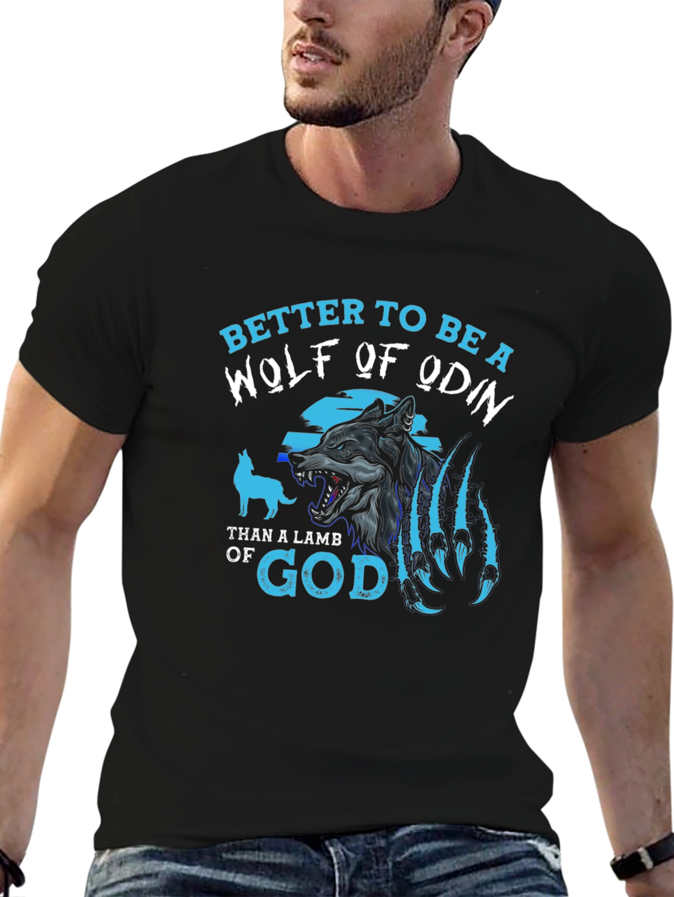 Wolf of Odin Graphic Tee - Black Viking Style Shirt