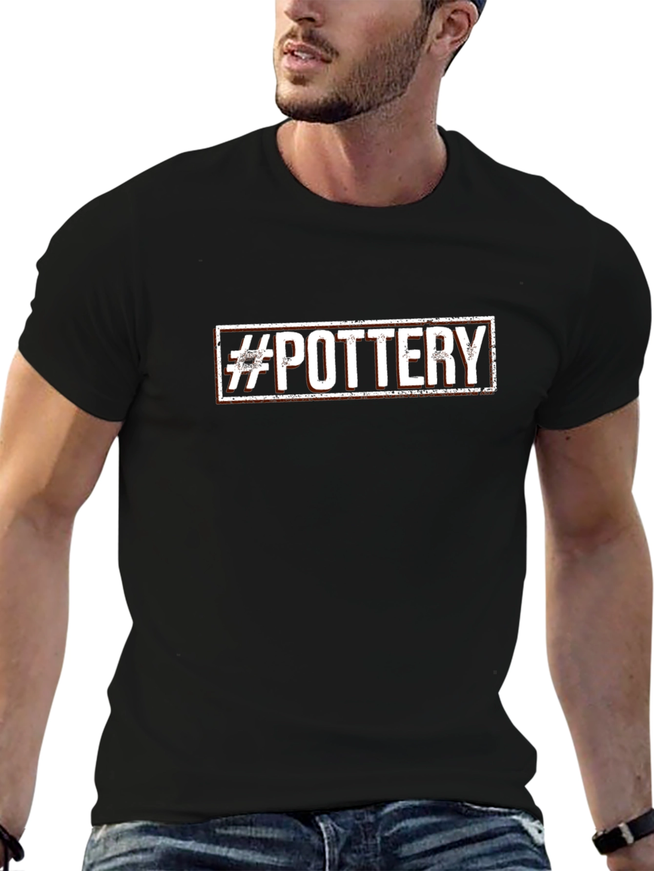 Pottery Hashtag Graphic Tee - Black Cotton T-Shirt