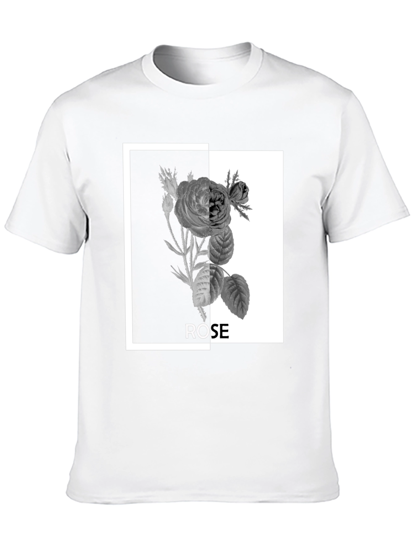 Black Rose Graphic Tee - Modern Floral Design