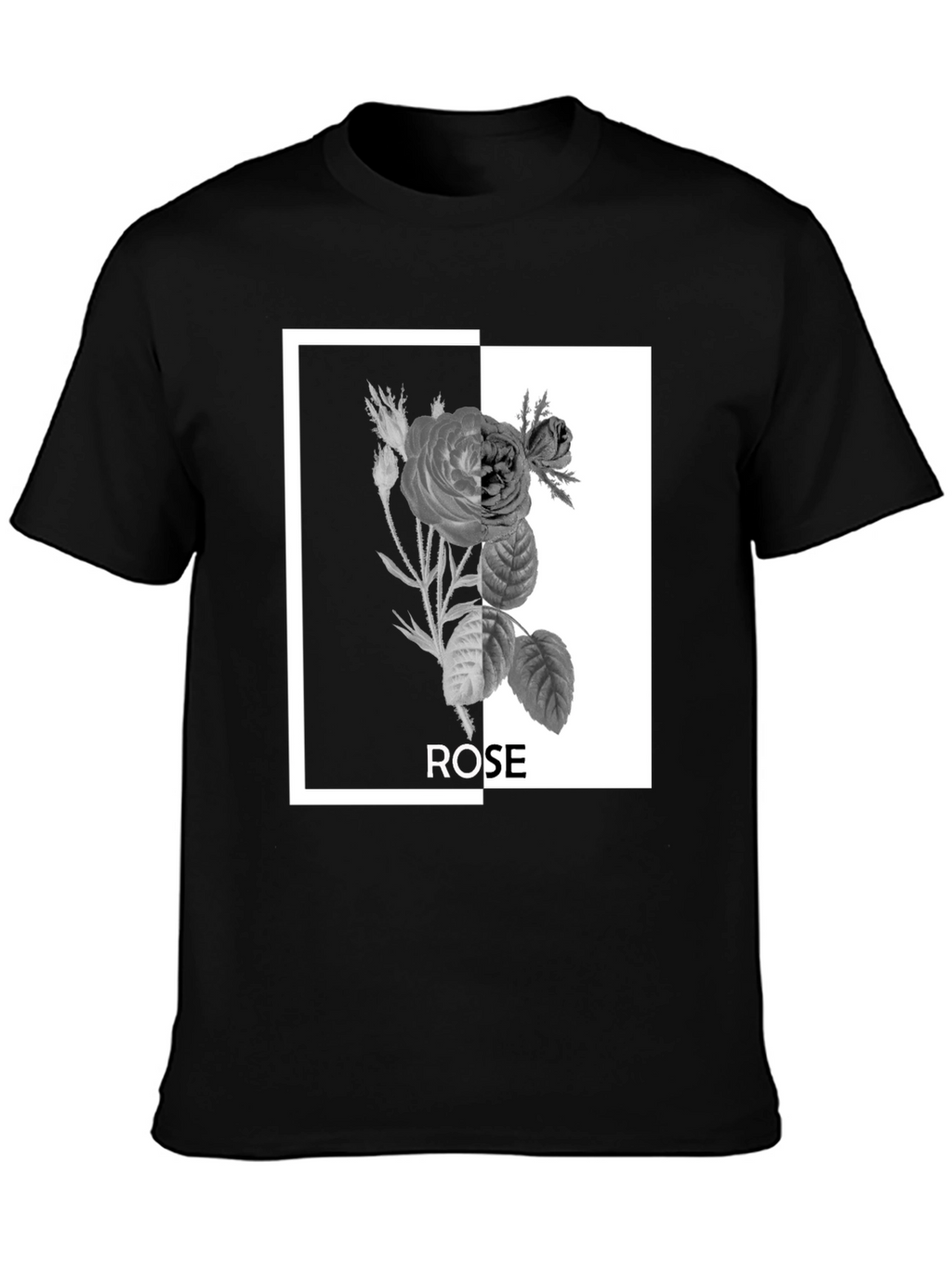 Black Rose Graphic Tee - Modern Floral Design