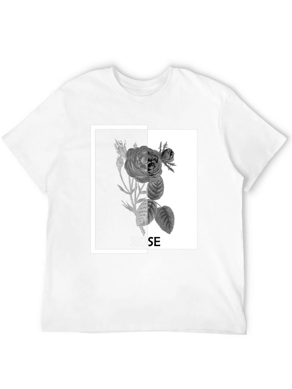 Black Rose Graphic Tee - Modern Floral Design