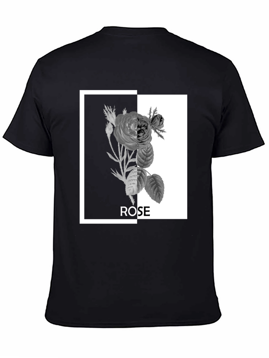 Black Rose Graphic Tee - Modern Floral Design