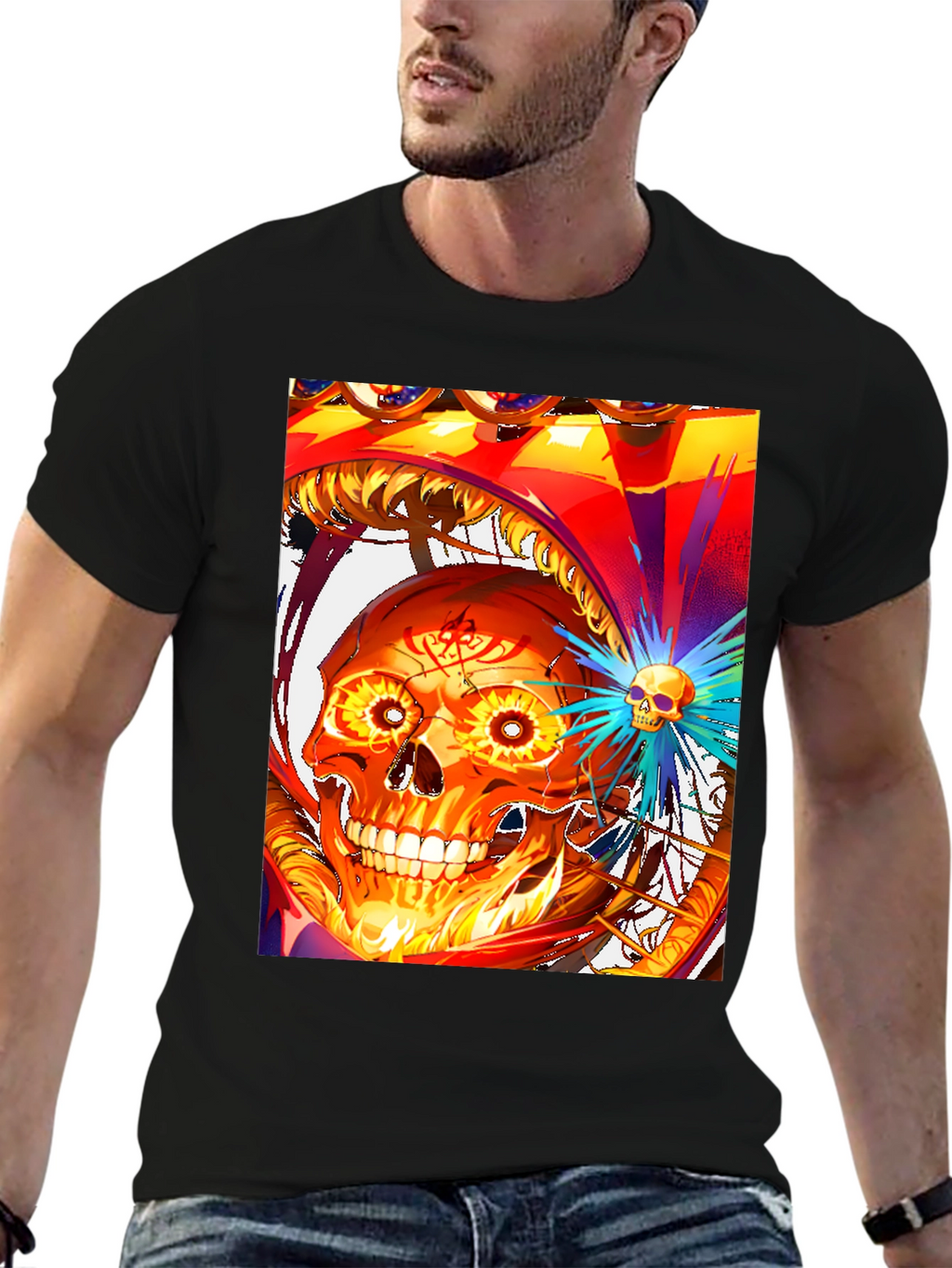 Fiery Skull Graphic Tee - Bold Design
