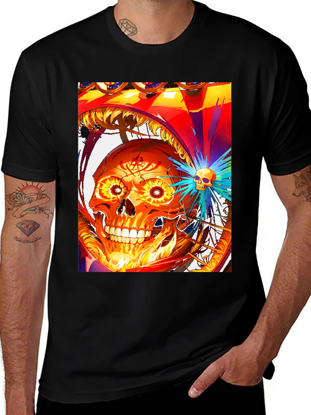 Fiery Skull Graphic Tee - Bold Design