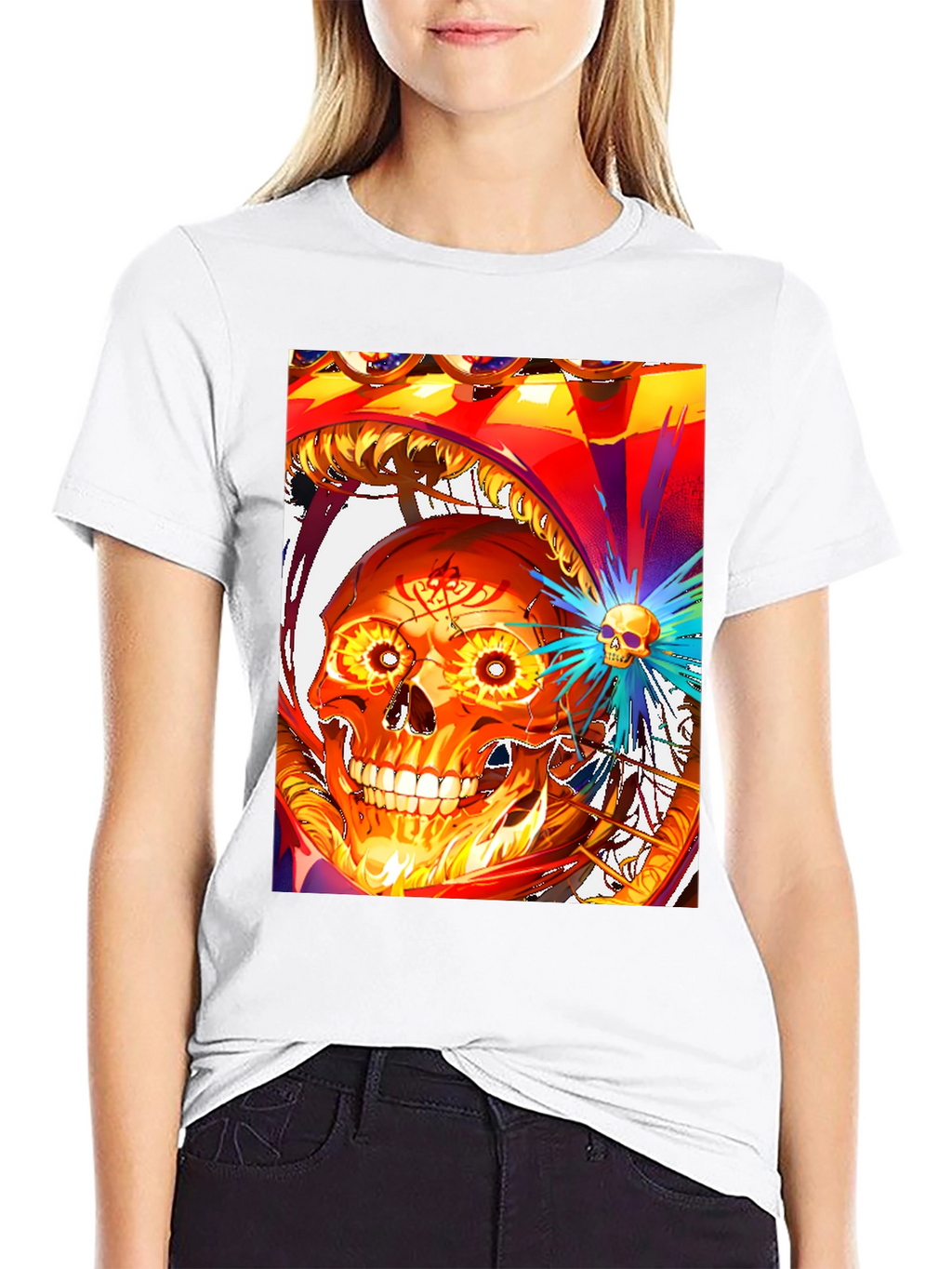 Fiery Skull Graphic Tee - Bold Design