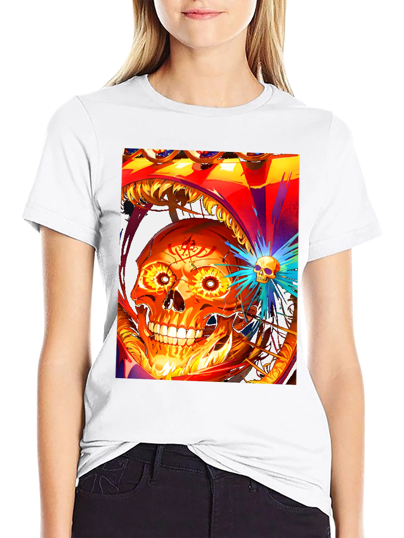Fiery Skull Graphic Tee - Bold Design
