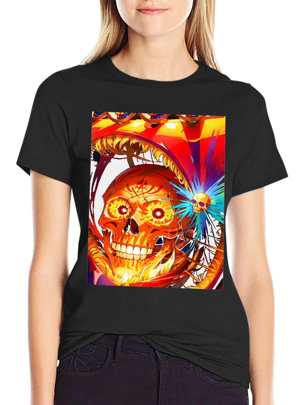 Fiery Skull Graphic Tee - Bold Design