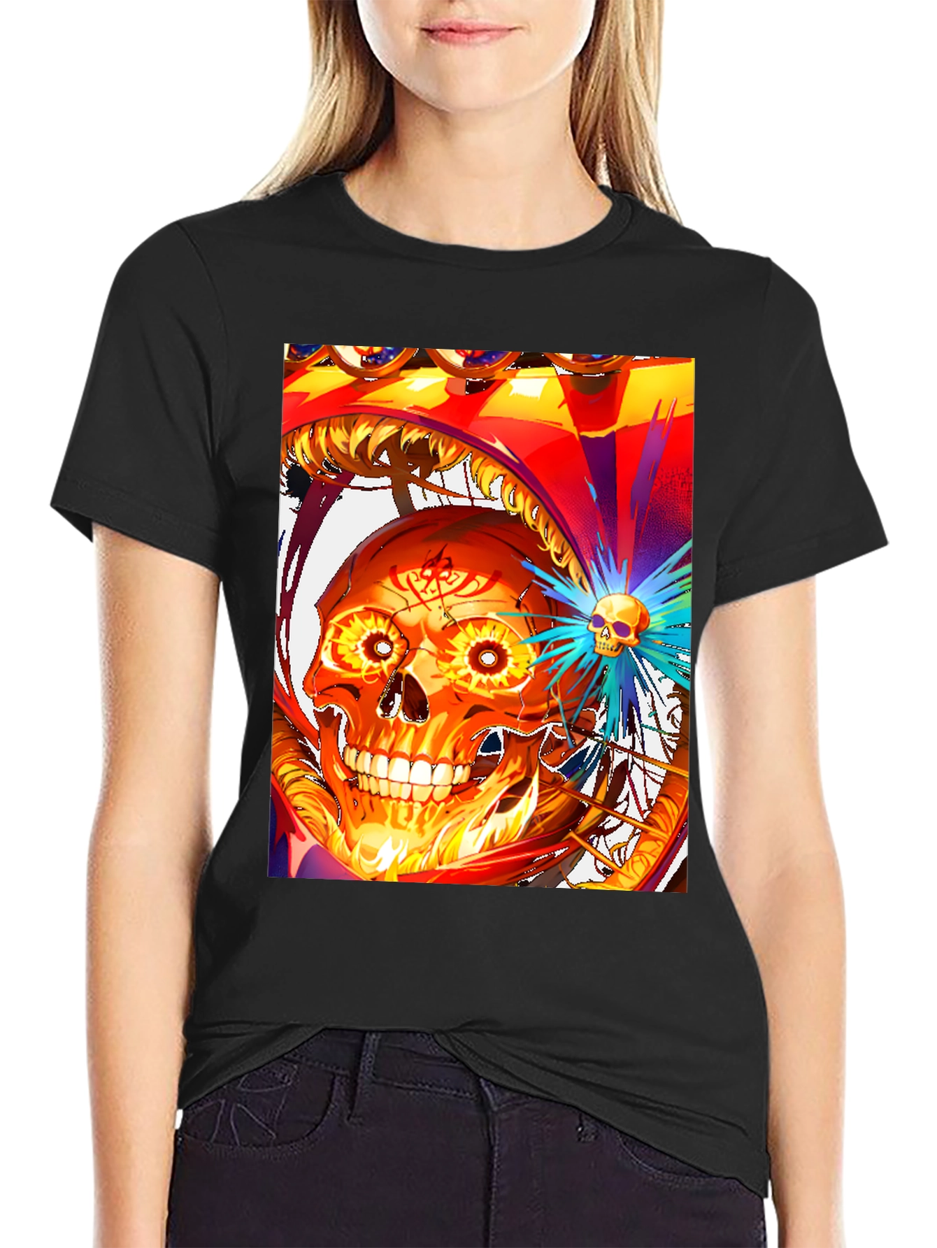 Fiery Skull Graphic Tee - Bold Design