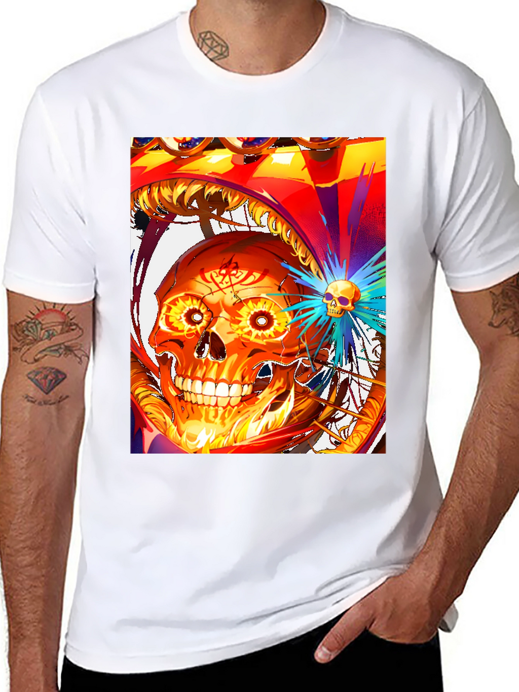 Fiery Skull Graphic Tee - Bold Design