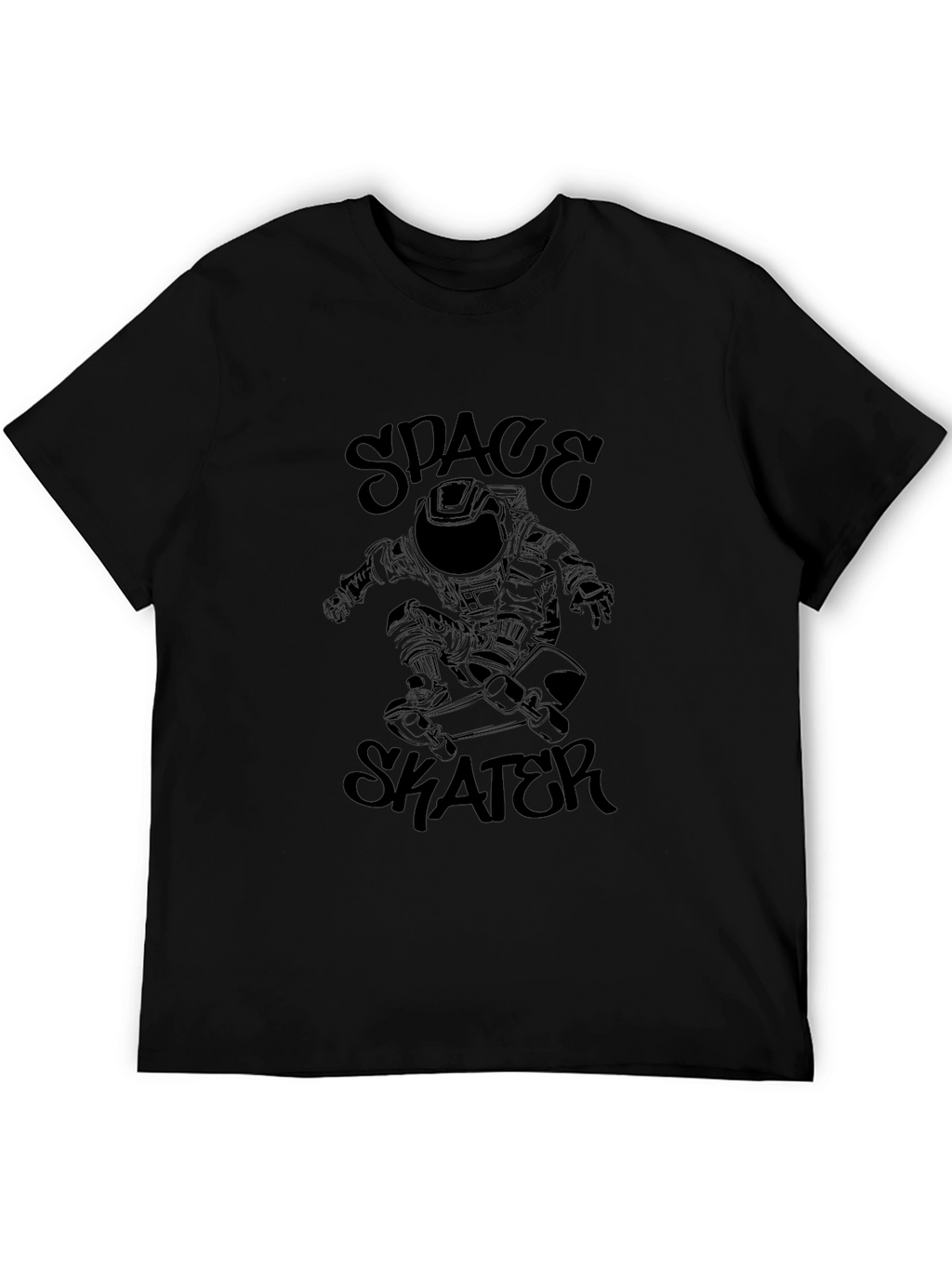 Space Skater Graphic Tee - Black Cotton T-Shirt