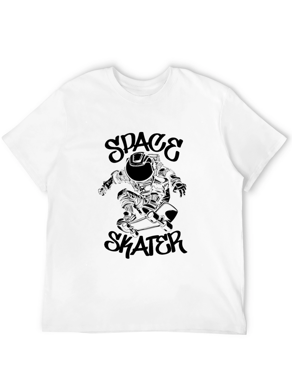 Space Skater Graphic Tee - Black Cotton T-Shirt
