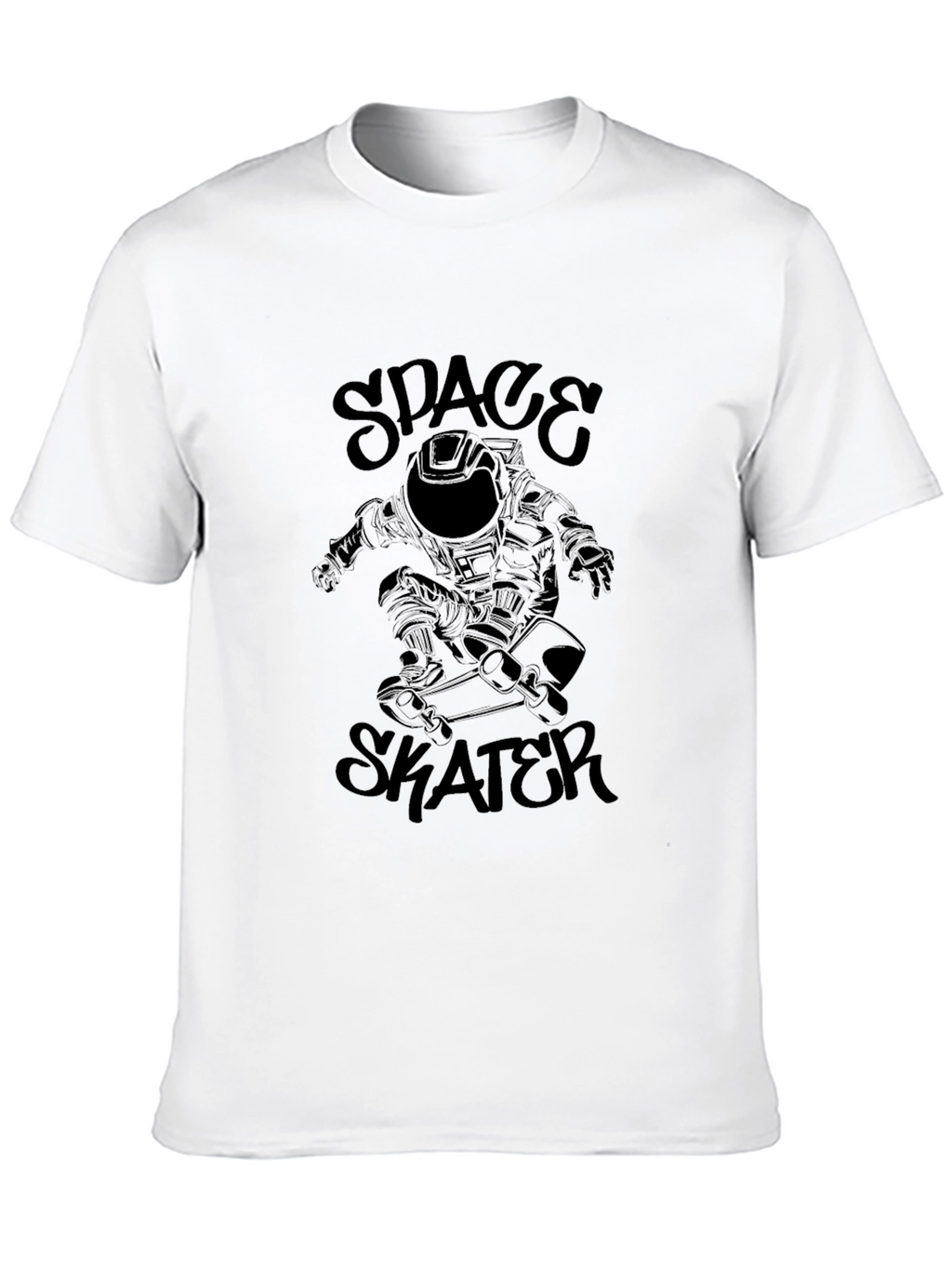 Space Skater Graphic Tee - Black Cotton T-Shirt