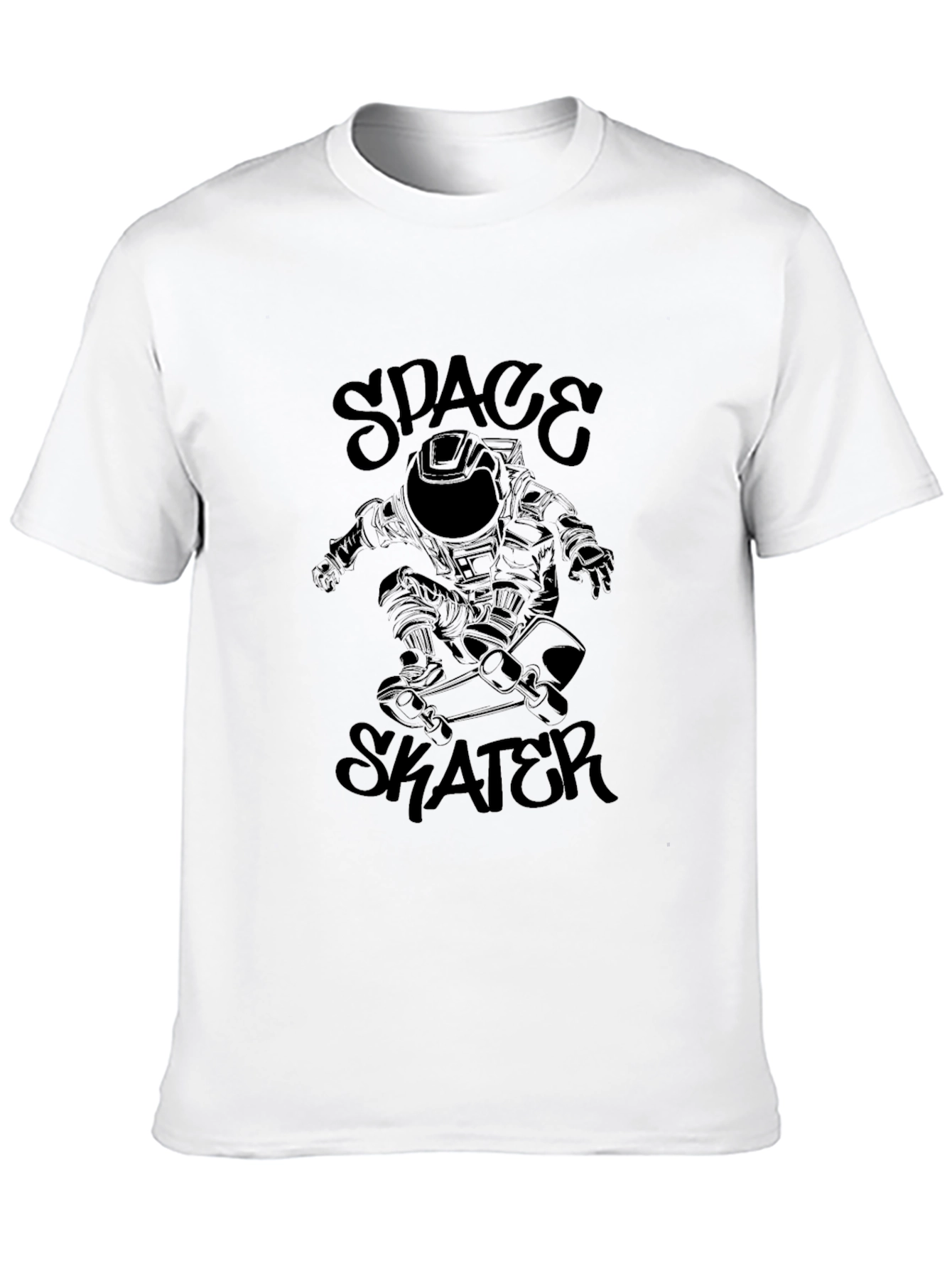 Space Skater Graphic Tee - Black Cotton T-Shirt