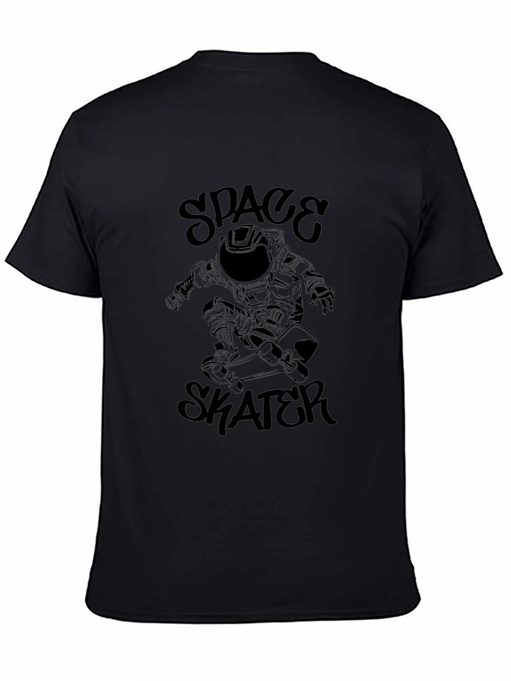 Space Skater Graphic Tee - Black Cotton T-Shirt