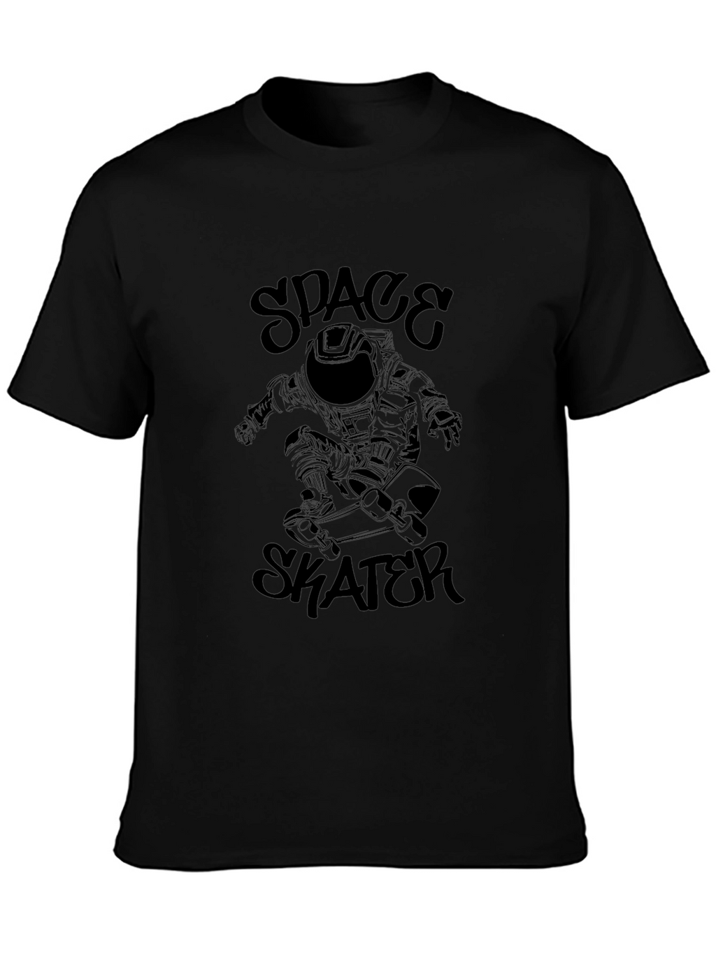 Space Skater Graphic Tee - Black Cotton T-Shirt